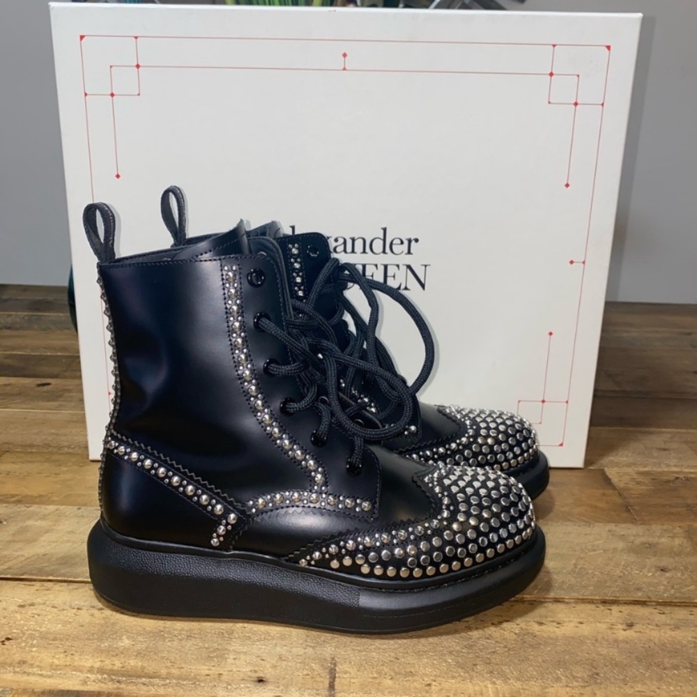 ❤️ ALEXANDER MCQUEEN Ankle Boots Logo Metallic - Picture 7 of 11